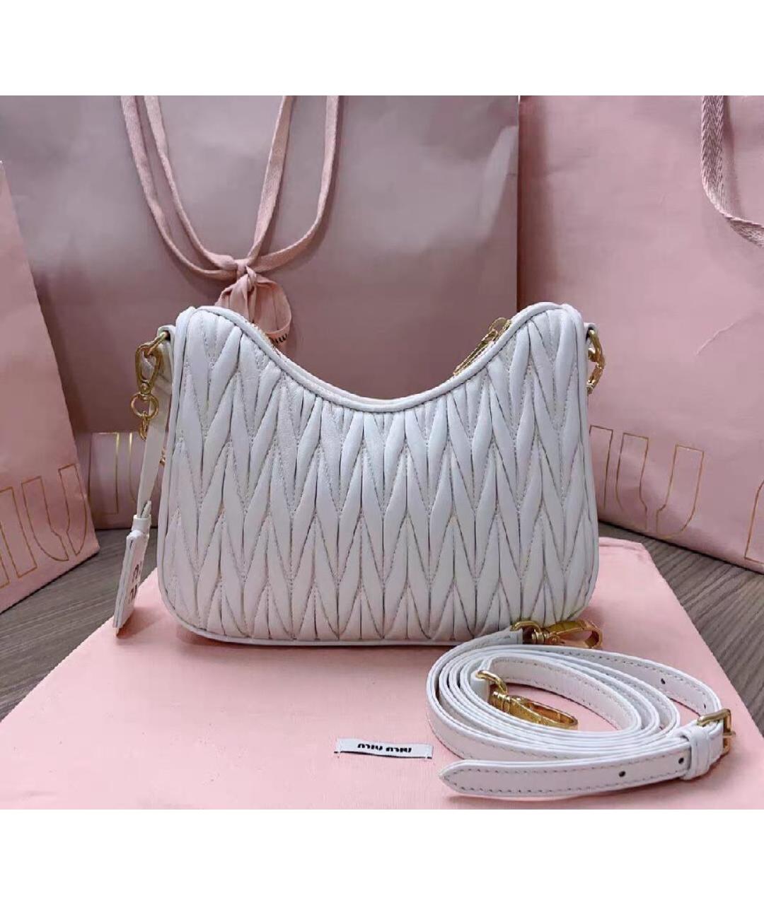 MIU MIU Белая кожаная сумка через плечо, фото 4