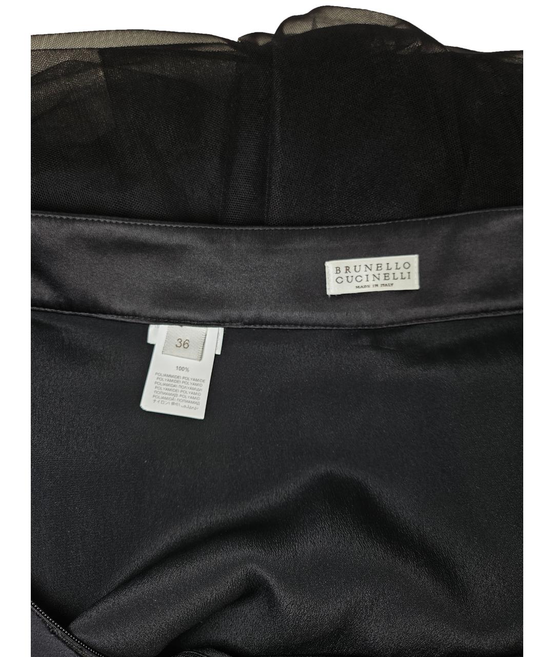 BRUNELLO CUCINELLI Черная шелковая юбка макси, фото 5