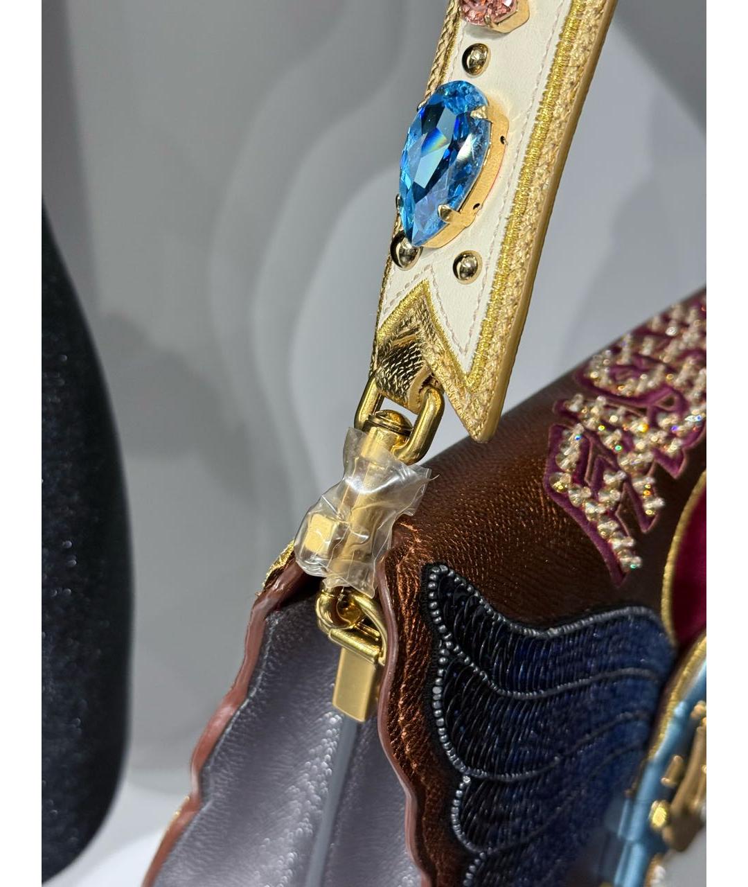 DOLCE&GABBANA Коричневая кожаная сумка через плечо, фото 8