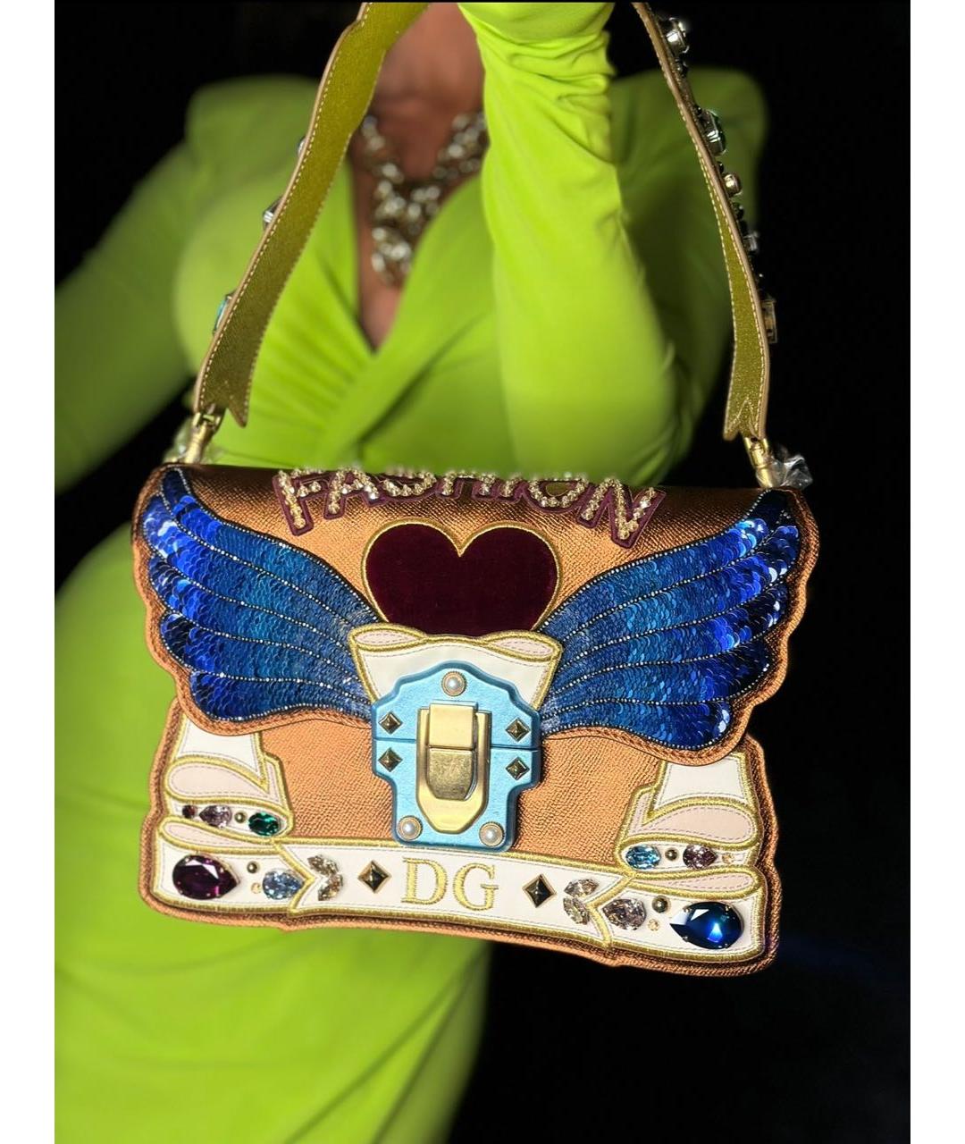 DOLCE&GABBANA Коричневая кожаная сумка через плечо, фото 3