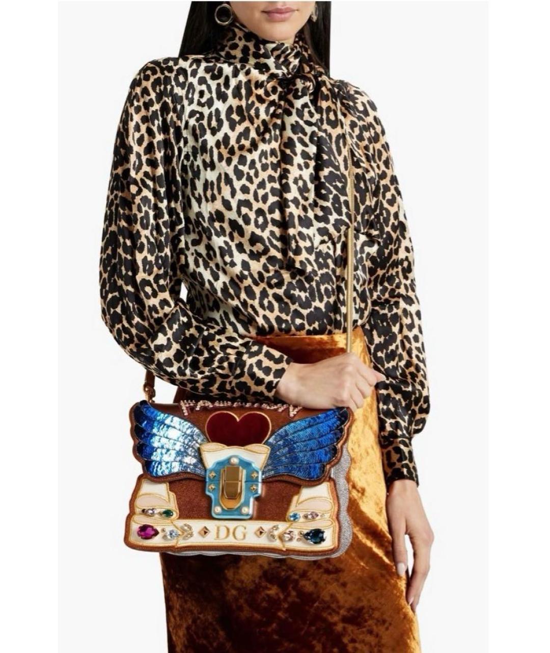 DOLCE&GABBANA Коричневая кожаная сумка через плечо, фото 2