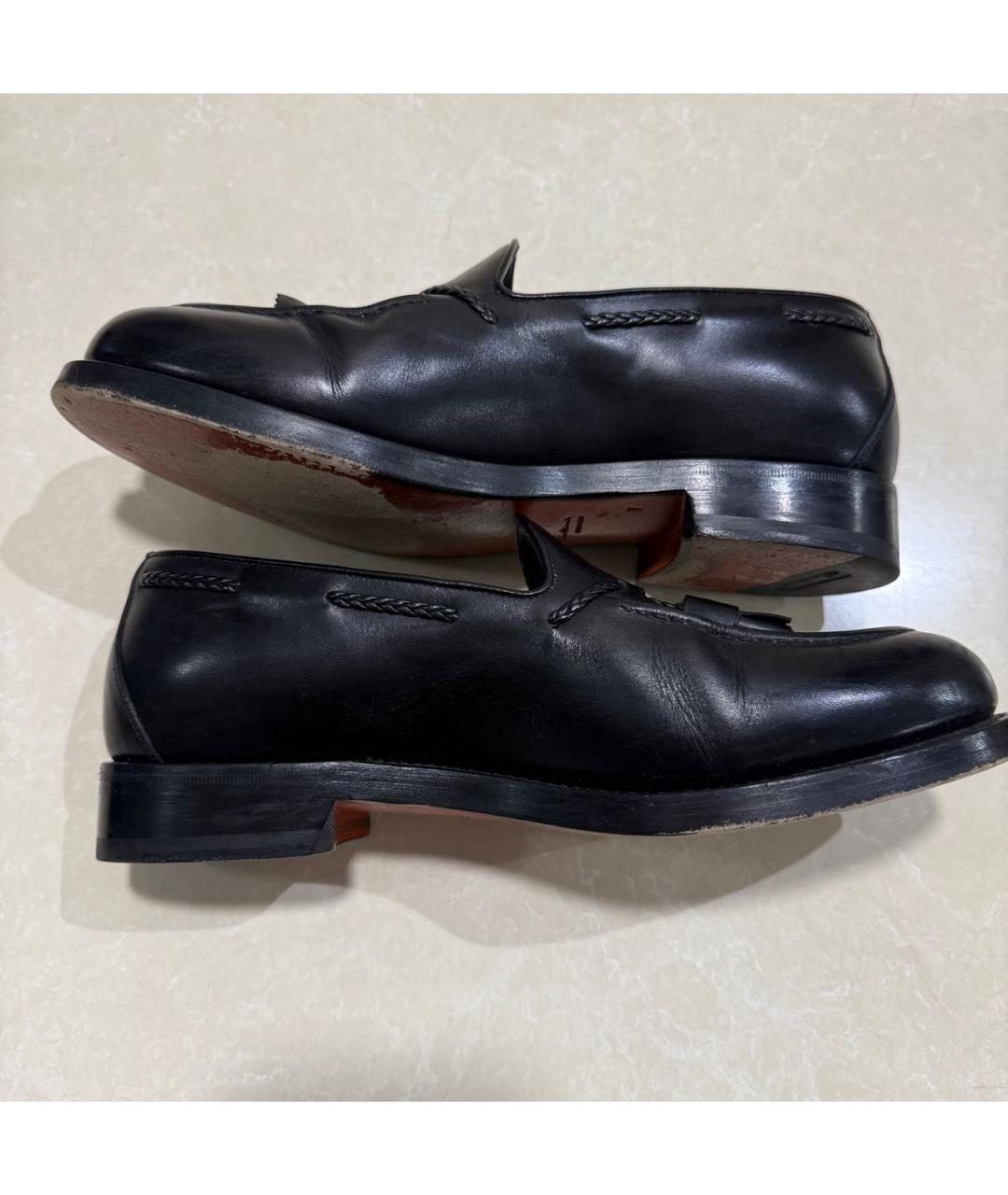 SANTONI Черные кожаные лоферы, фото 6