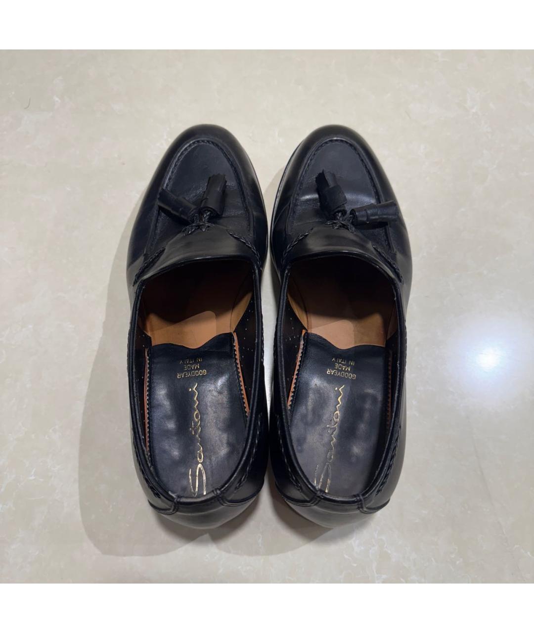 SANTONI Черные кожаные лоферы, фото 3