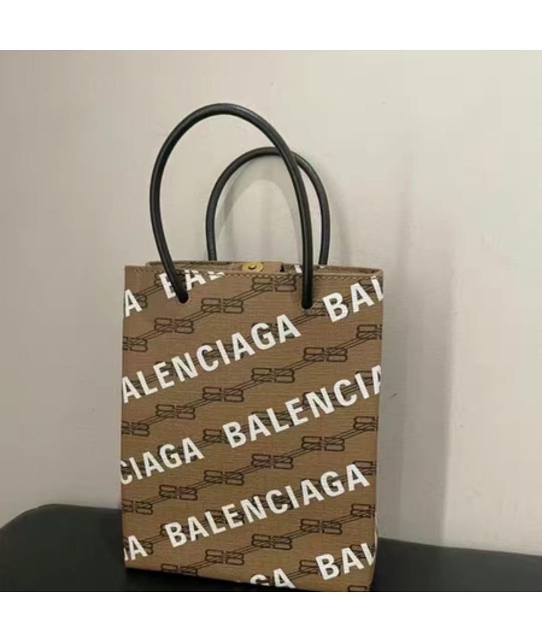 BALENCIAGA Коричневая кожаная сумка тоут, фото 3