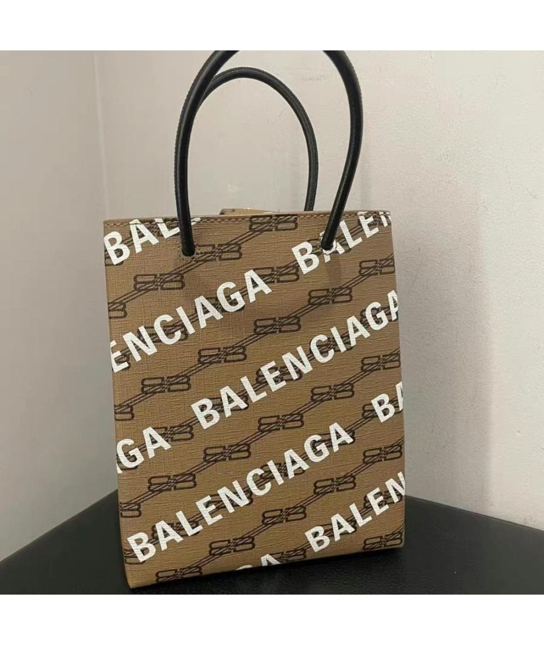 BALENCIAGA Коричневая кожаная сумка тоут, фото 2