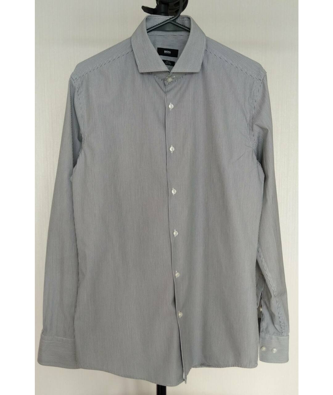 HUGO BOSS Серая хлопковая кэжуал рубашка, фото 7