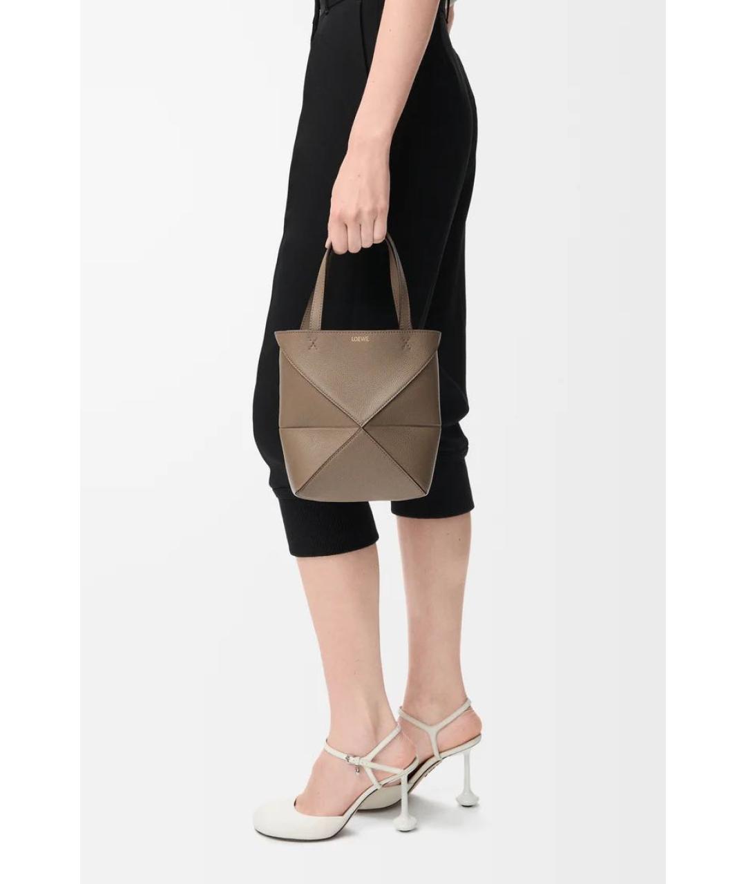 LOEWE Коричневая кожаная сумка тоут, фото 3