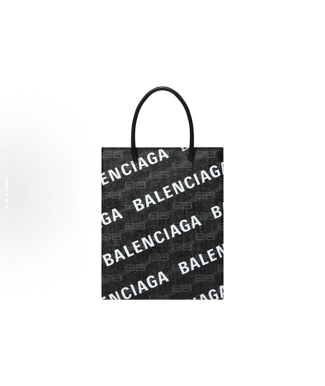 BALENCIAGA Черная кожаная сумка тоут, фото 5