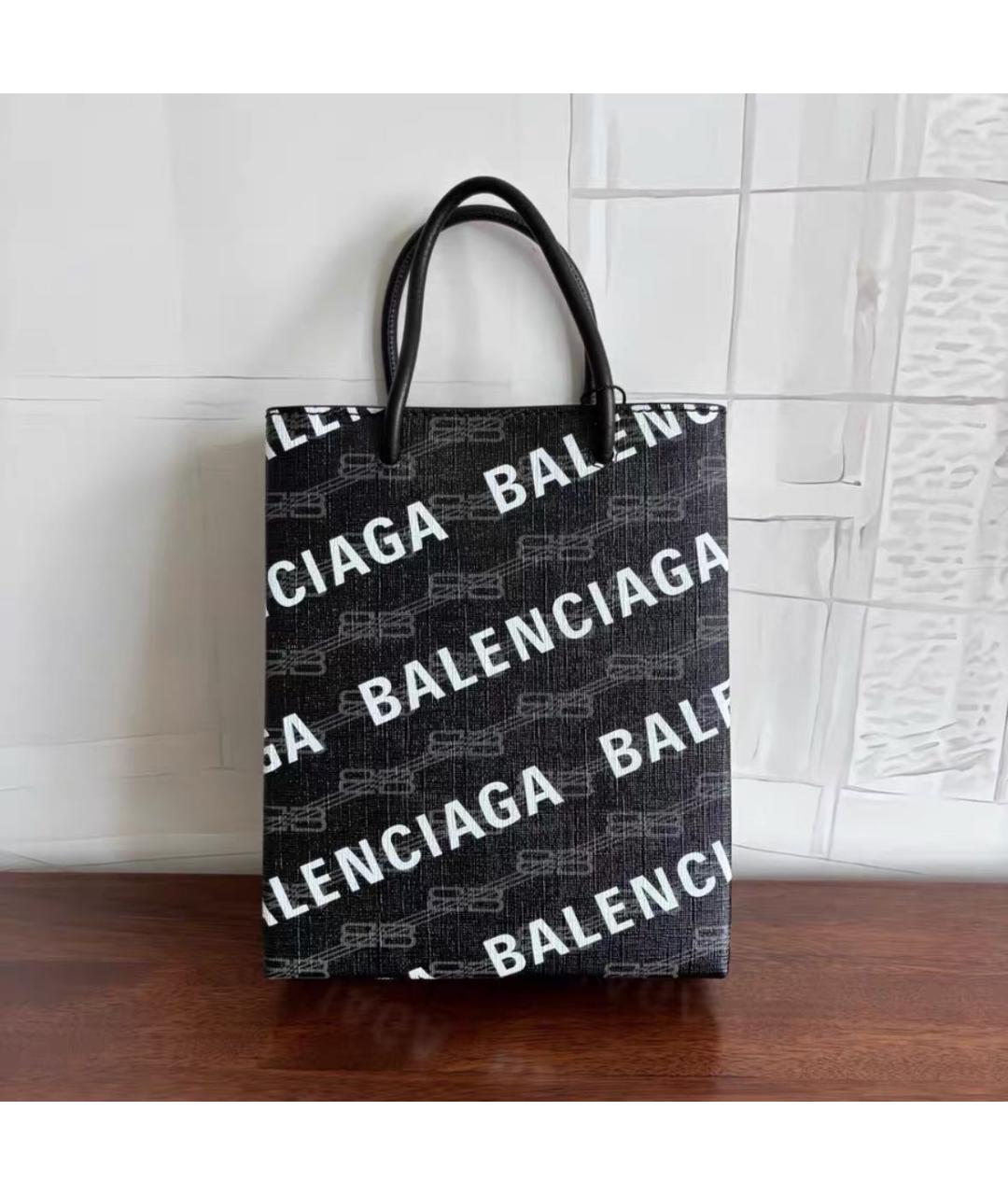BALENCIAGA Черная кожаная сумка тоут, фото 3