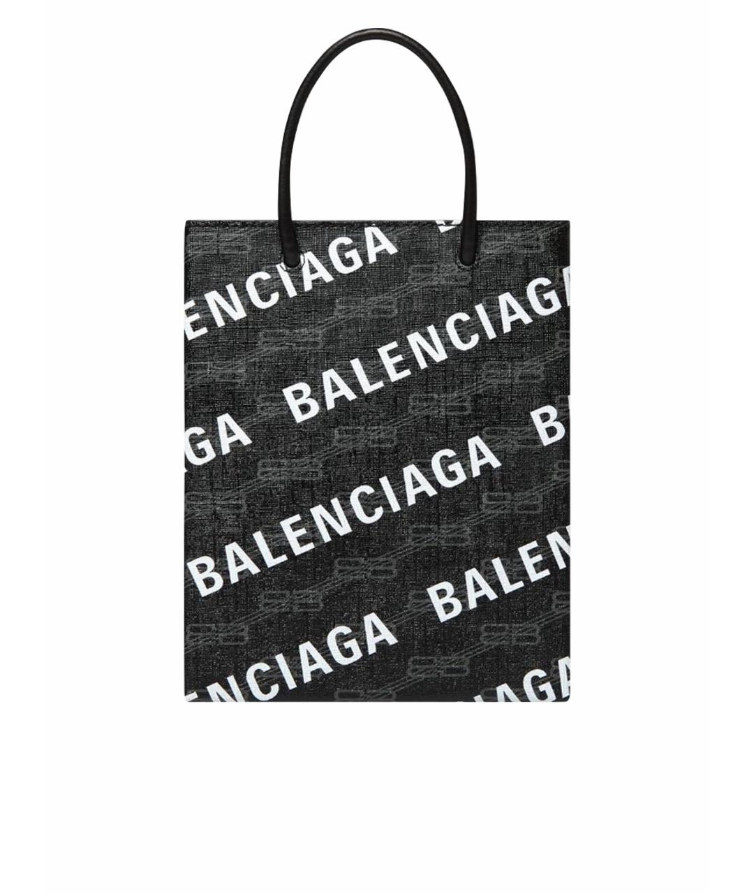 BALENCIAGA Черная кожаная сумка тоут, фото 1