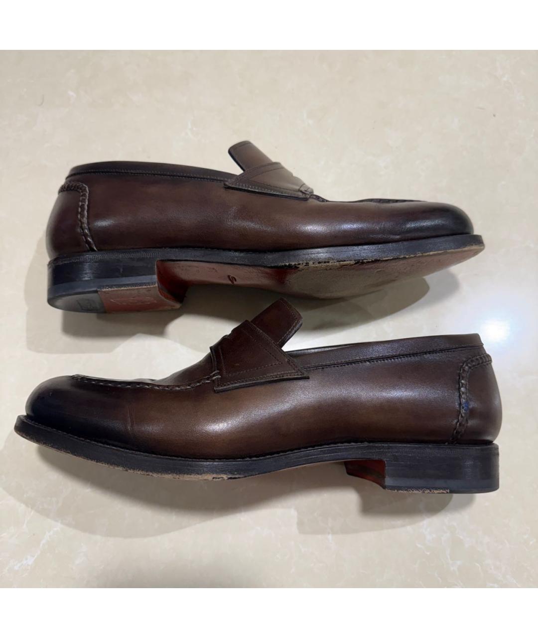 SANTONI Коричневые кожаные лоферы, фото 5