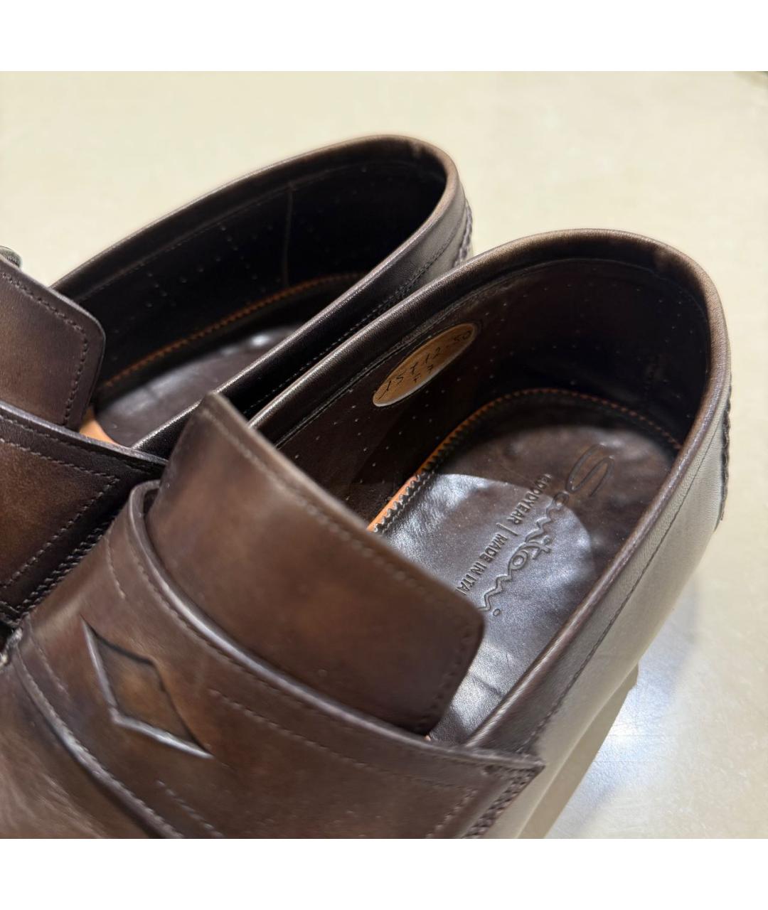 SANTONI Коричневые кожаные лоферы, фото 7