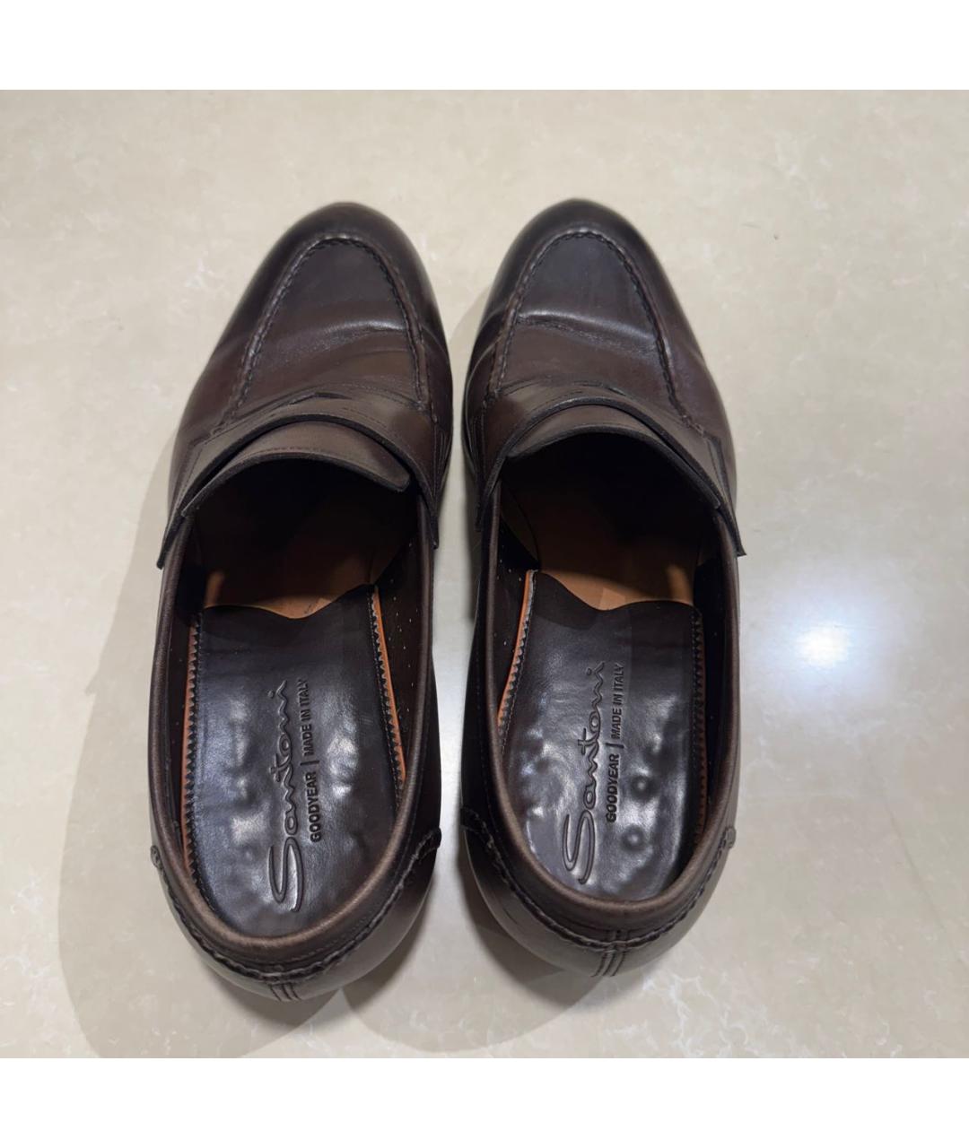 SANTONI Коричневые кожаные лоферы, фото 3
