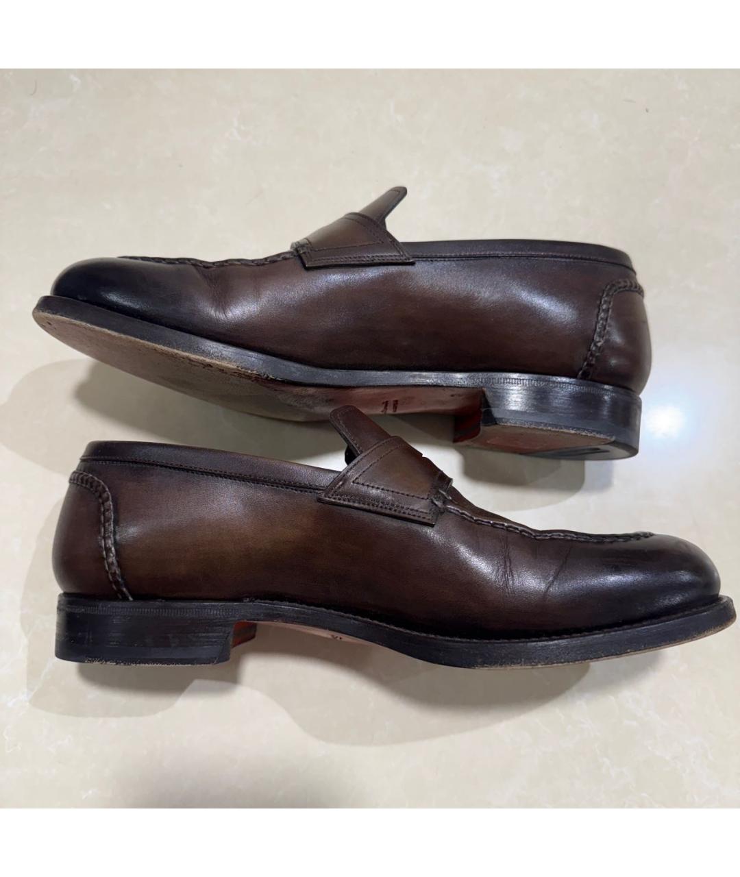 SANTONI Коричневые кожаные лоферы, фото 6