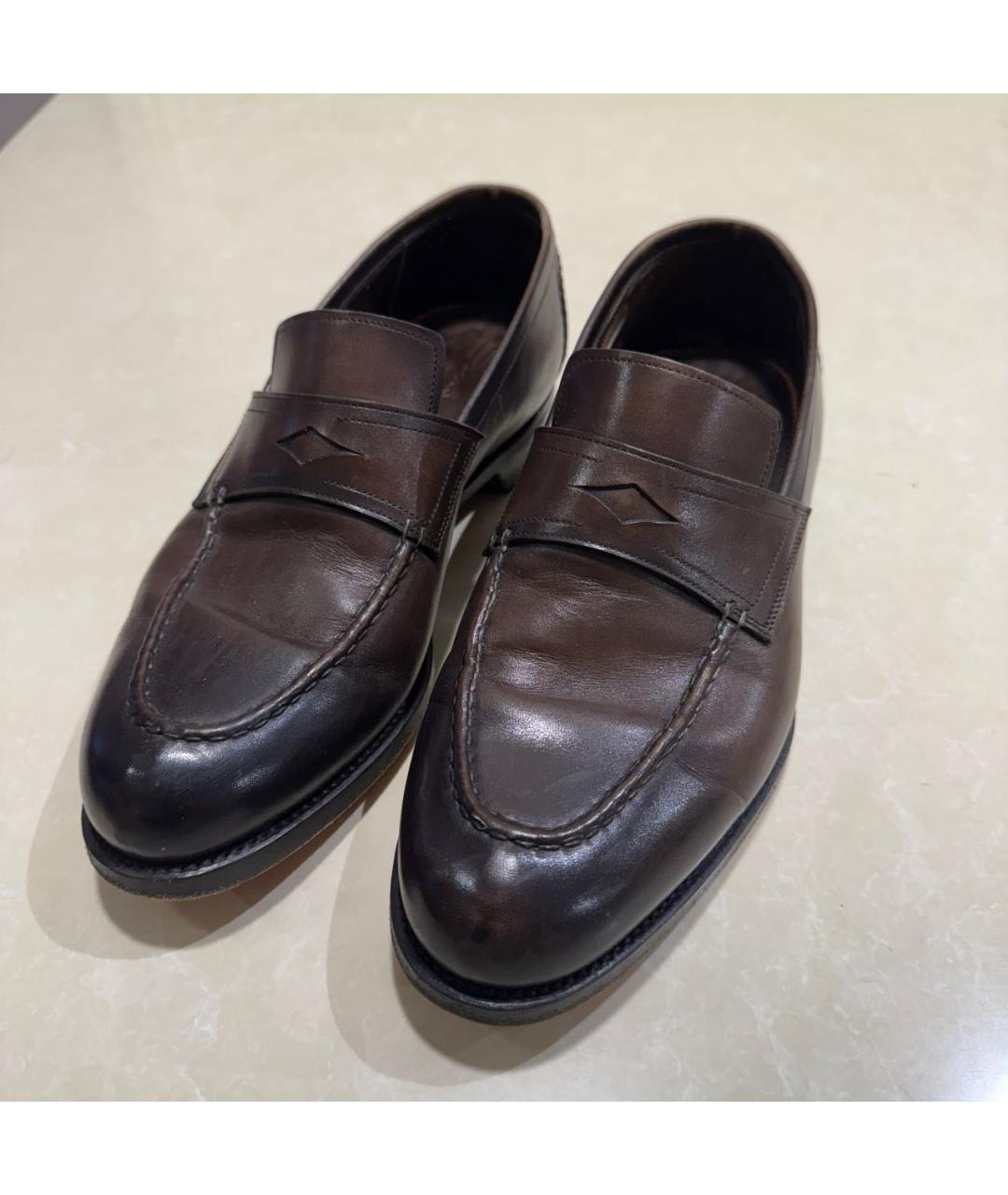 SANTONI Коричневые кожаные лоферы, фото 2