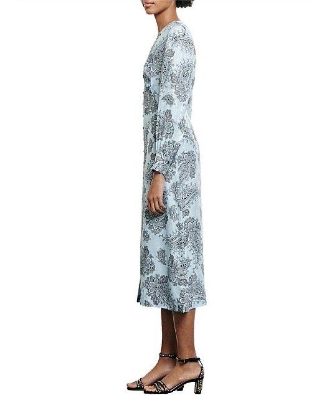 SANDRO Голубое шелковое повседневное платье, фото 4