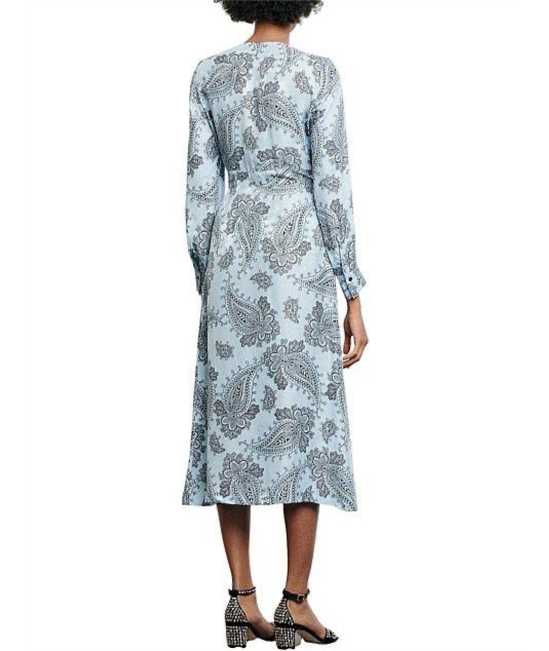 SANDRO Голубое шелковое повседневное платье, фото 3