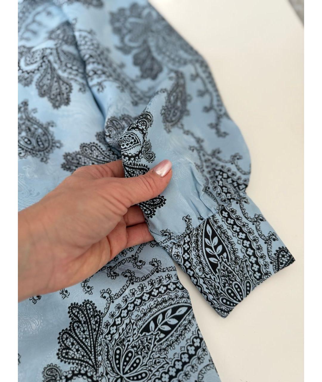 SANDRO Голубое шелковое повседневное платье, фото 8