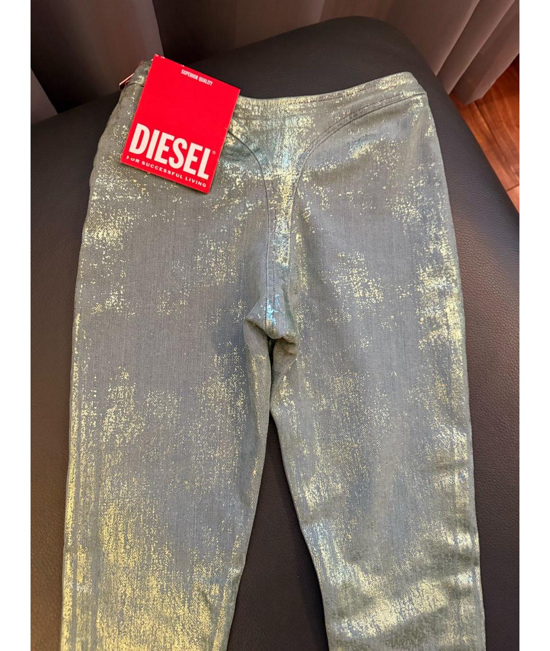 DIESEL Зеленые хлопко-эластановые джинсы слим, фото 7