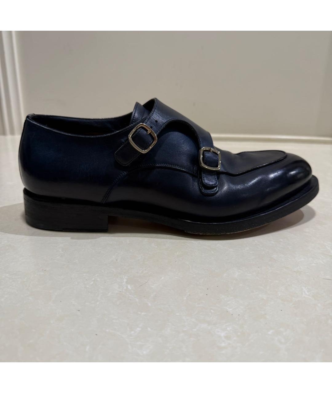 SANTONI Темно-синие кожаные туфли, фото 9