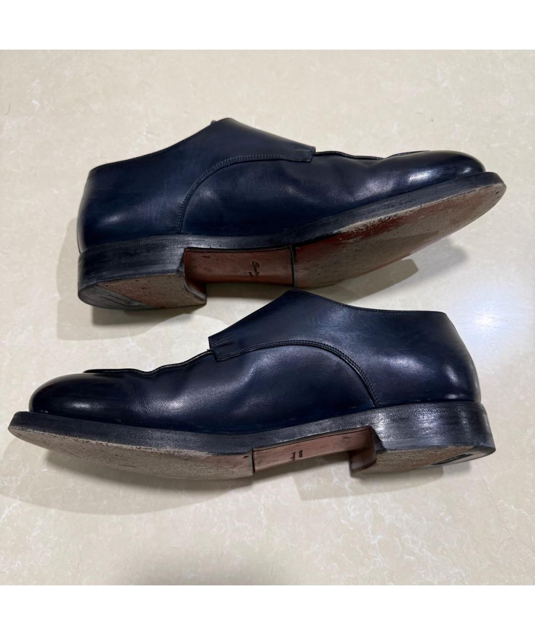 SANTONI Темно-синие кожаные туфли, фото 6