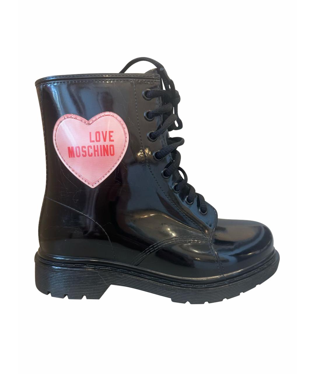 LOVE MOSCHINO Черные резиновые сапоги, фото 1