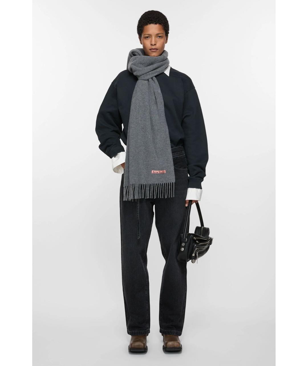 ACNE STUDIOS Серый шарф, фото 2