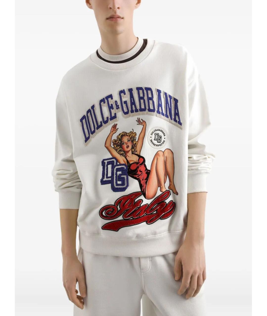DOLCE&GABBANA Белый хлопковый джемпер / свитер, фото 3