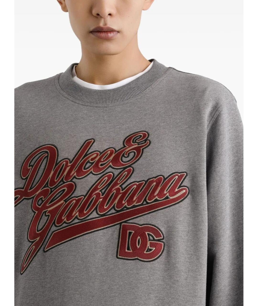 DOLCE&GABBANA Серый хлопковый джемпер / свитер, фото 3