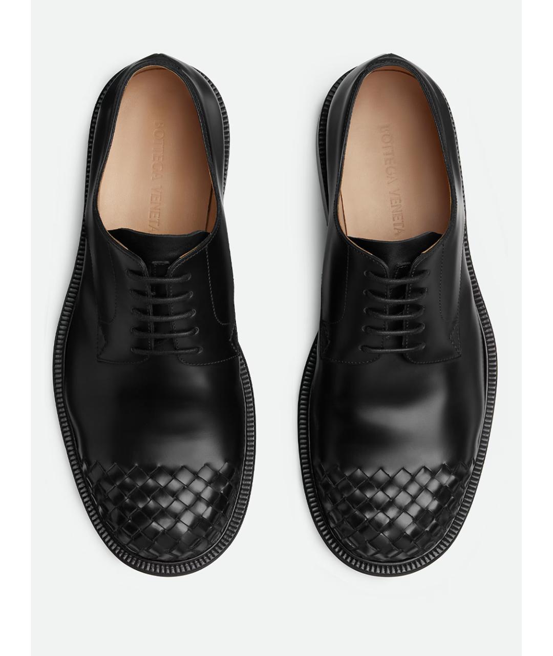 BOTTEGA VENETA Черные кожаные низкие ботинки, фото 4