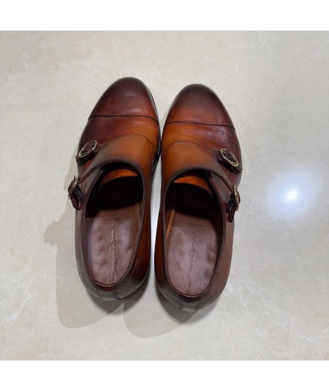 SANTONI Коричневые кожаные туфли, фото 3