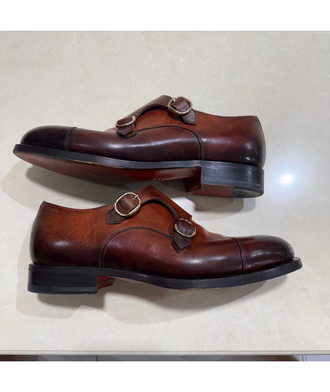 SANTONI Коричневые кожаные туфли, фото 5