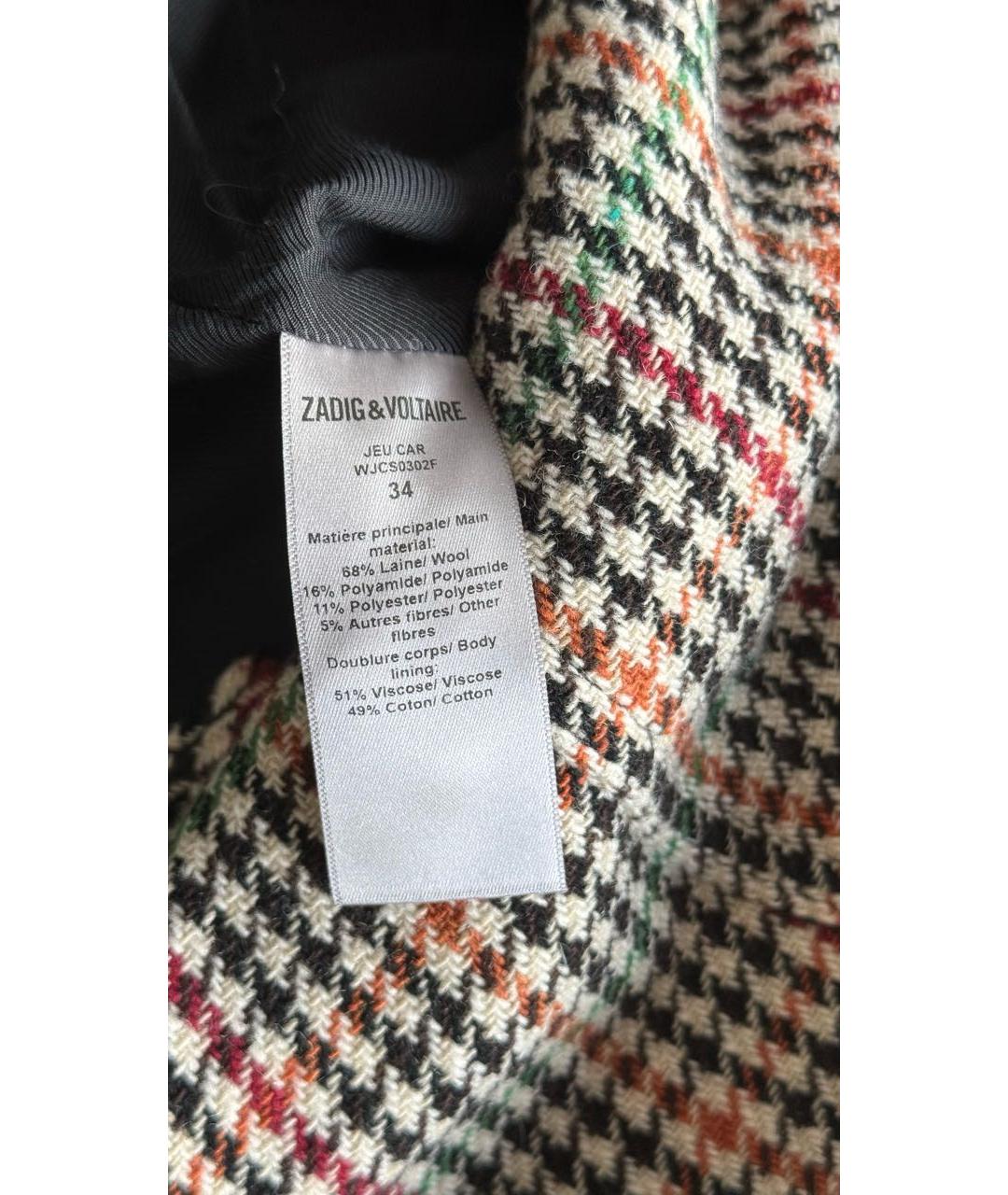 ZADIG & VOLTAIRE Мульти шерстяная юбка мини, фото 4
