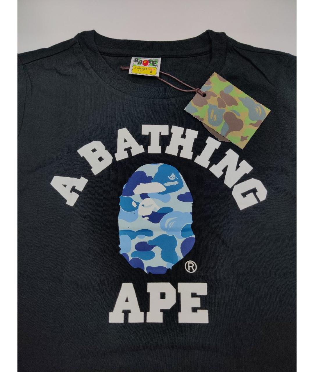 A BATHING APE Черная хлопковая футболка, фото 3
