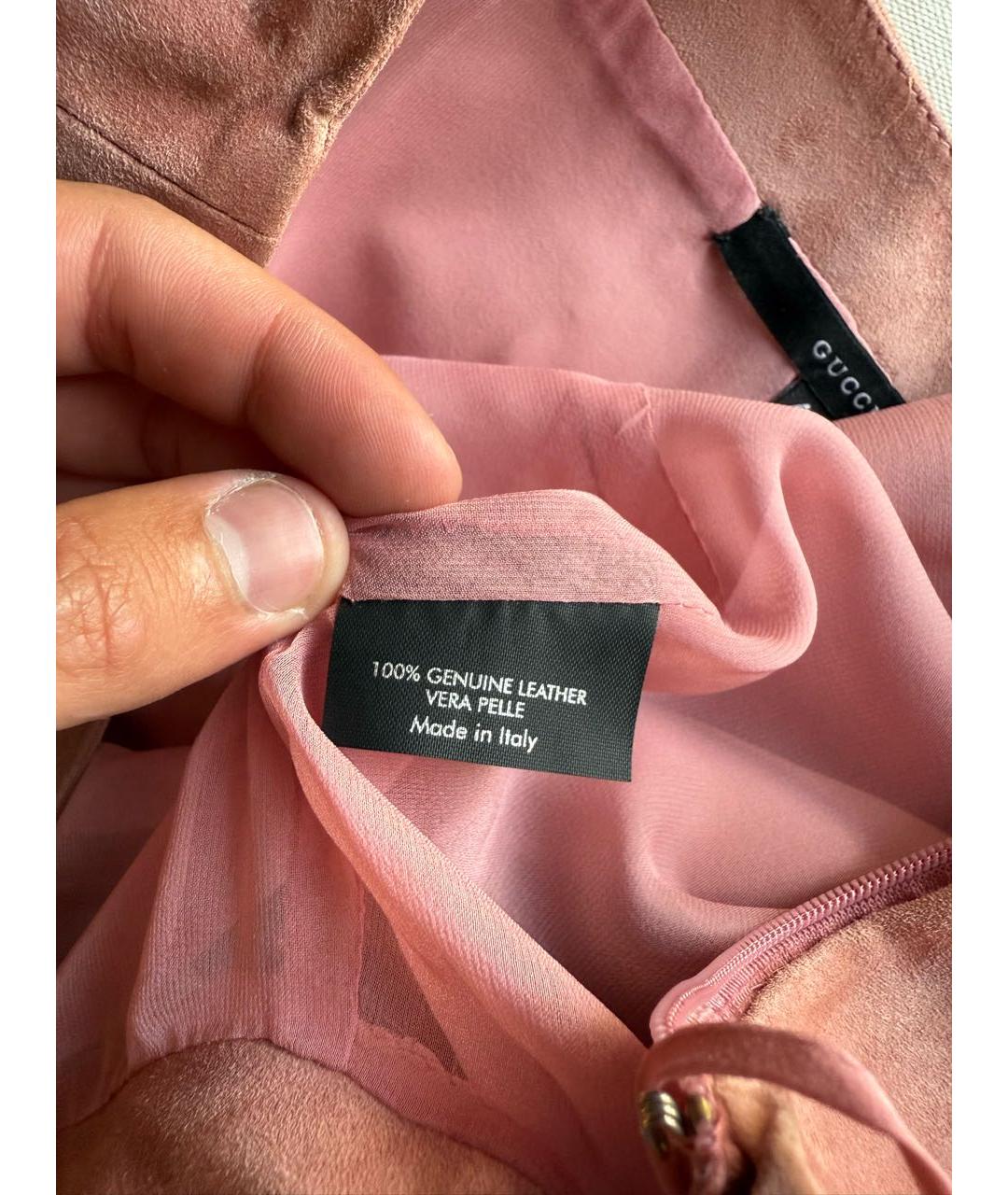 GUCCI Розовая кожаная юбка миди, фото 4