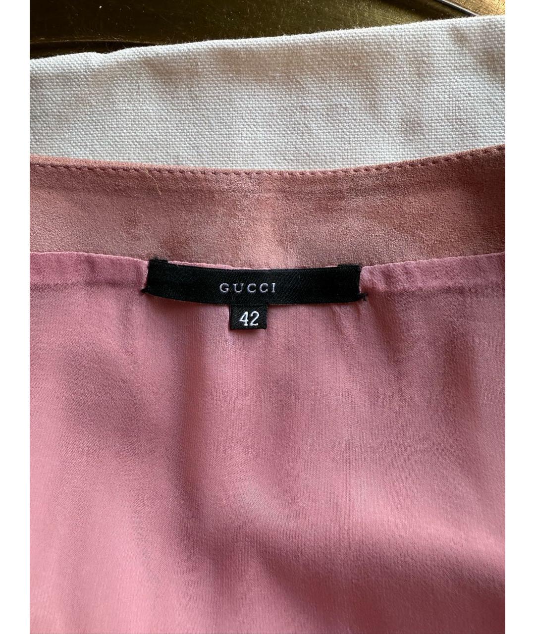 GUCCI Розовая кожаная юбка миди, фото 3