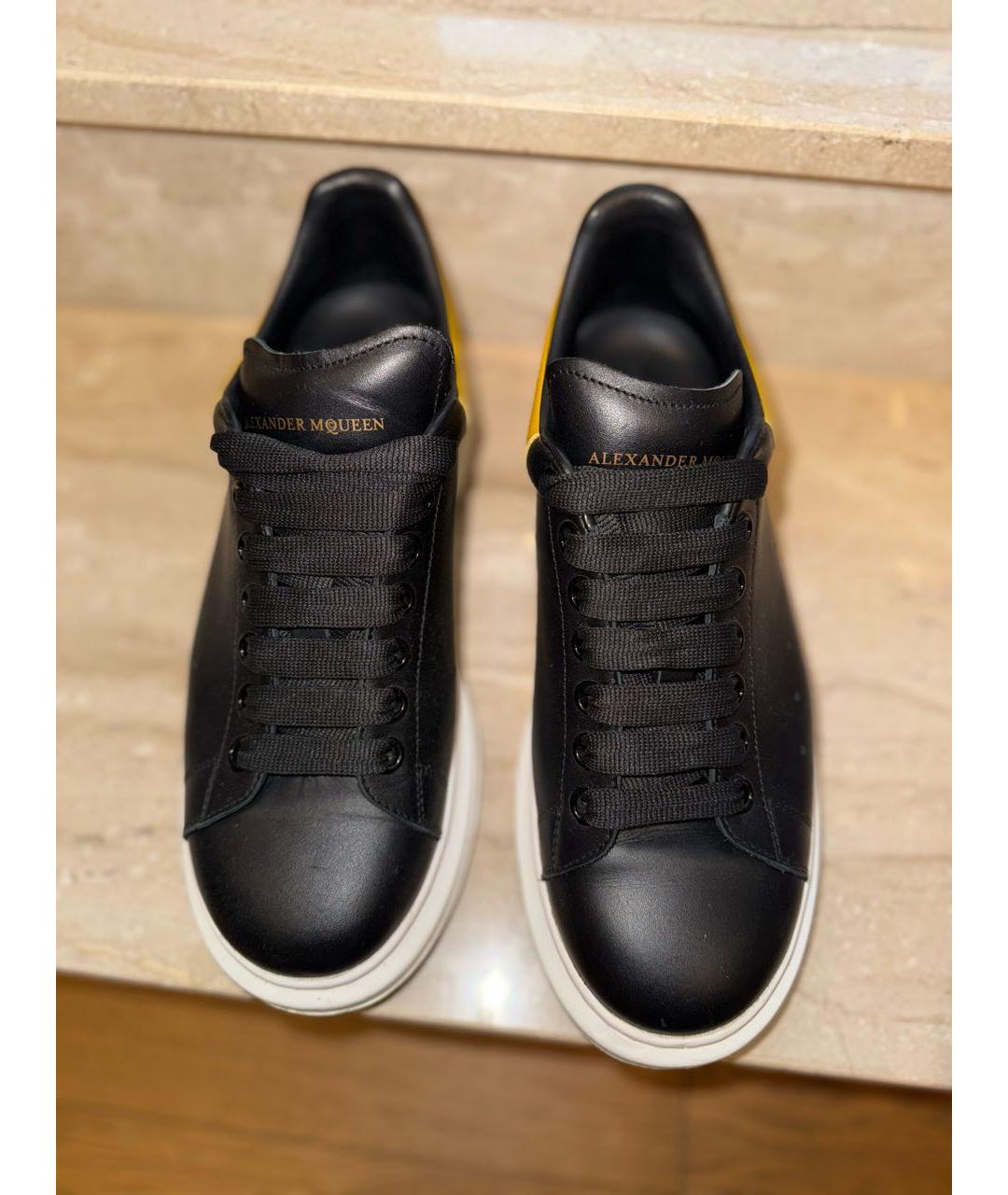 ALEXANDER MCQUEEN Черные кожаные низкие кроссовки / кеды, фото 2