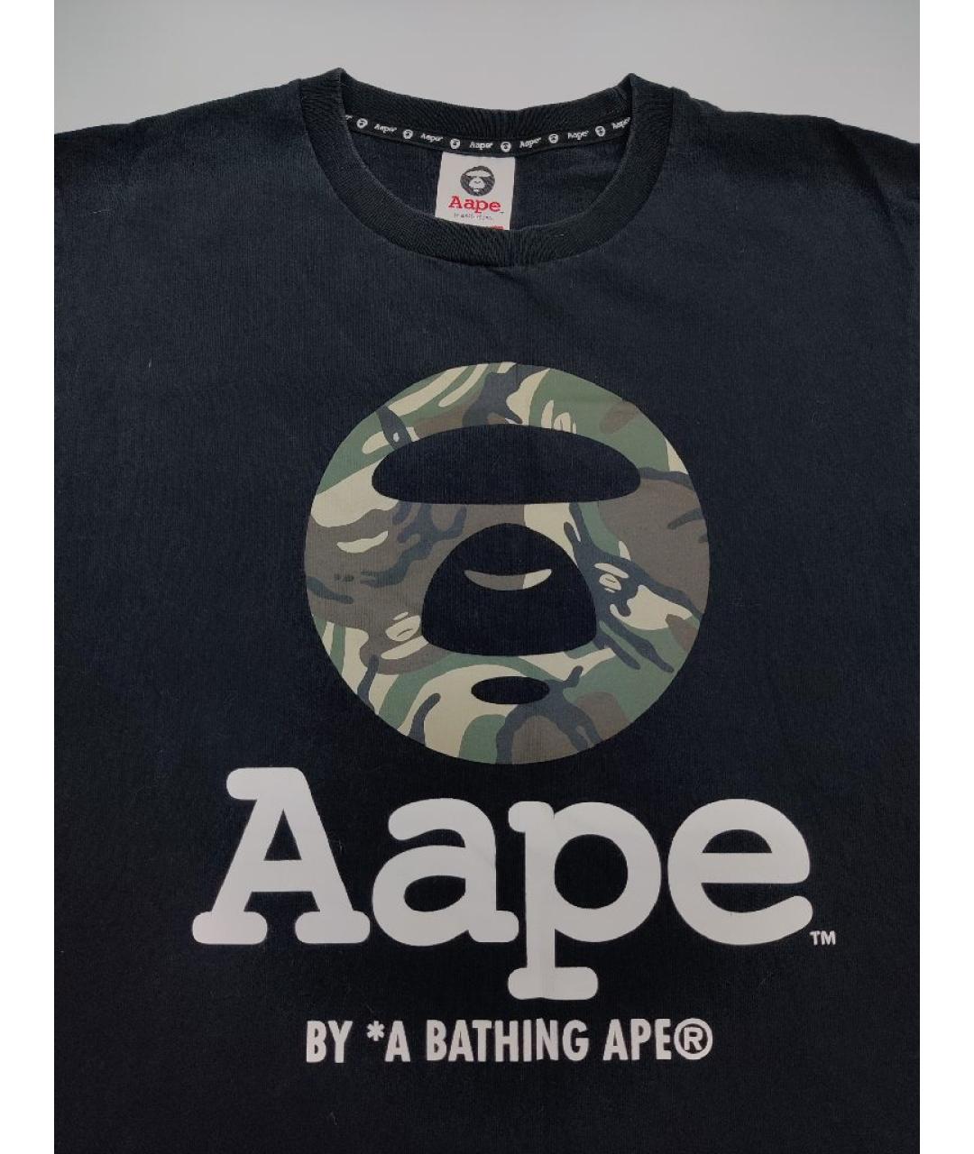 A BATHING APE Черная хлопковая футболка, фото 3
