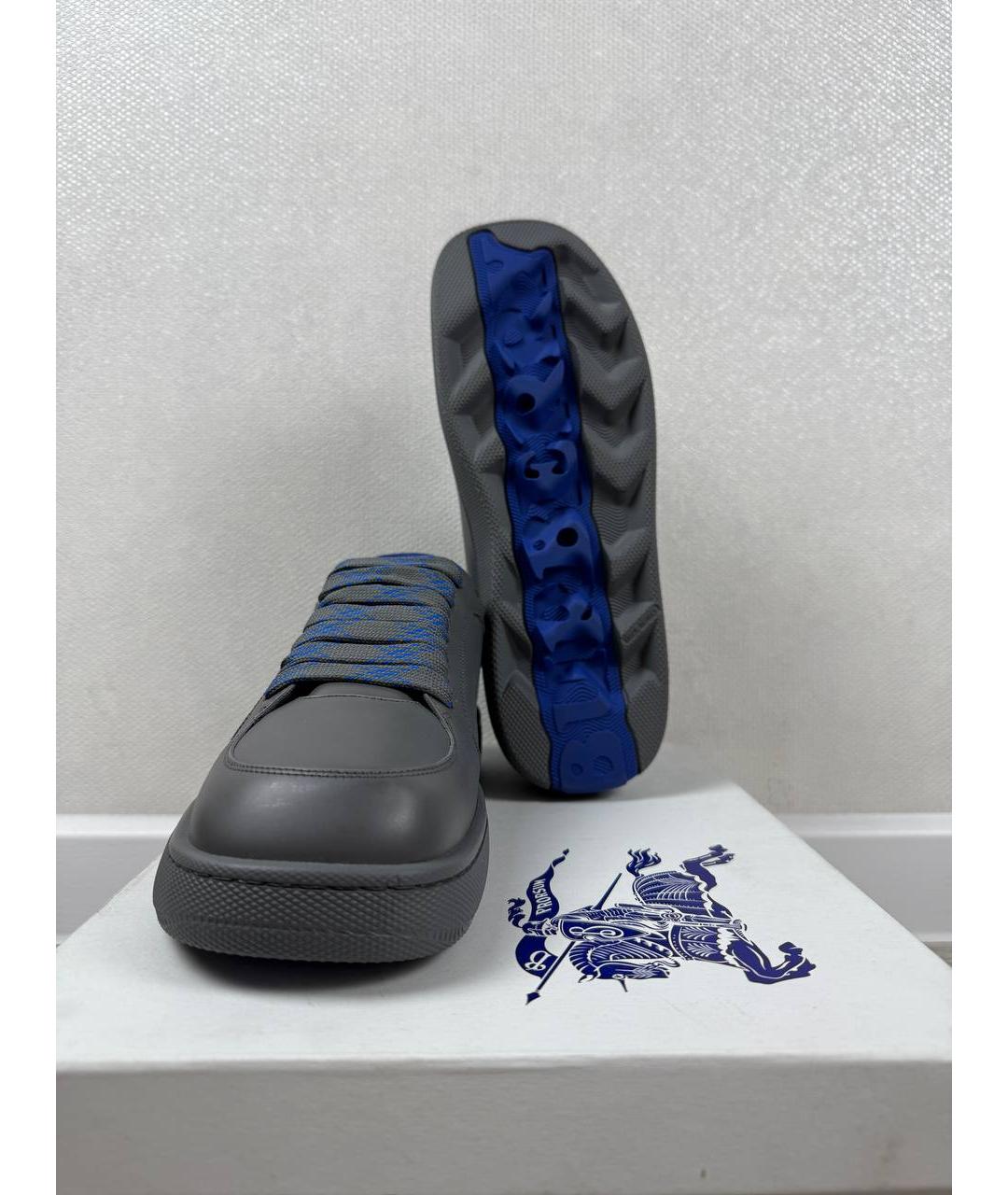 BURBERRY Черные кожаные низкие кроссовки / кеды, фото 4