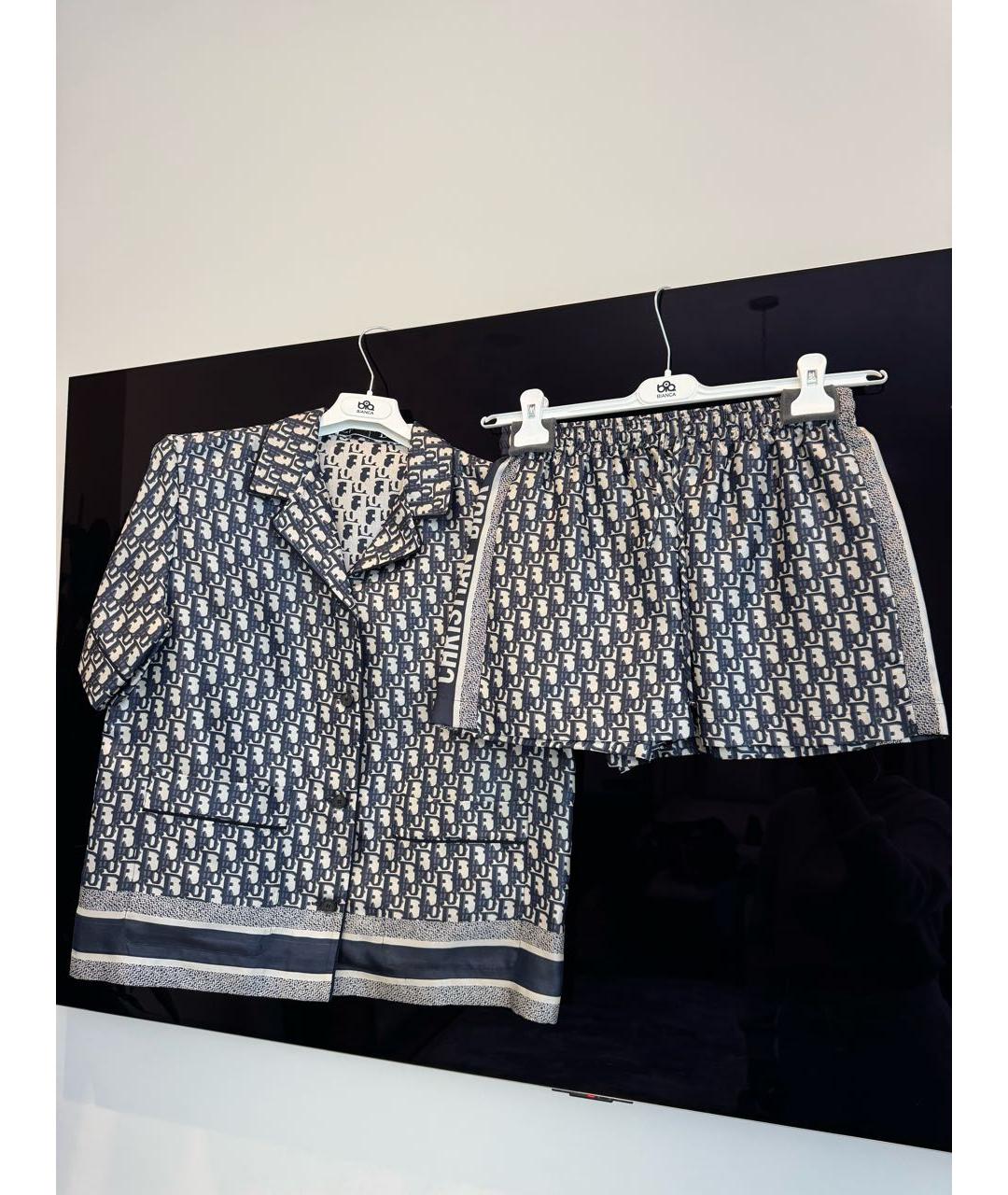 CHRISTIAN DIOR Синий шелковый костюм с брюками, фото 3