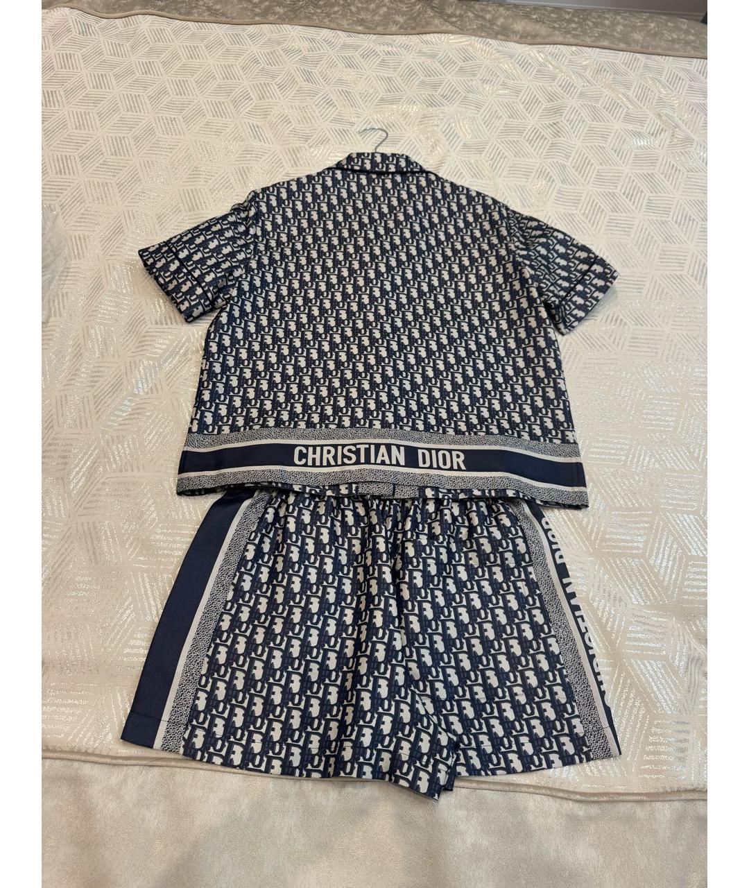 CHRISTIAN DIOR Синий шелковый костюм с брюками, фото 2