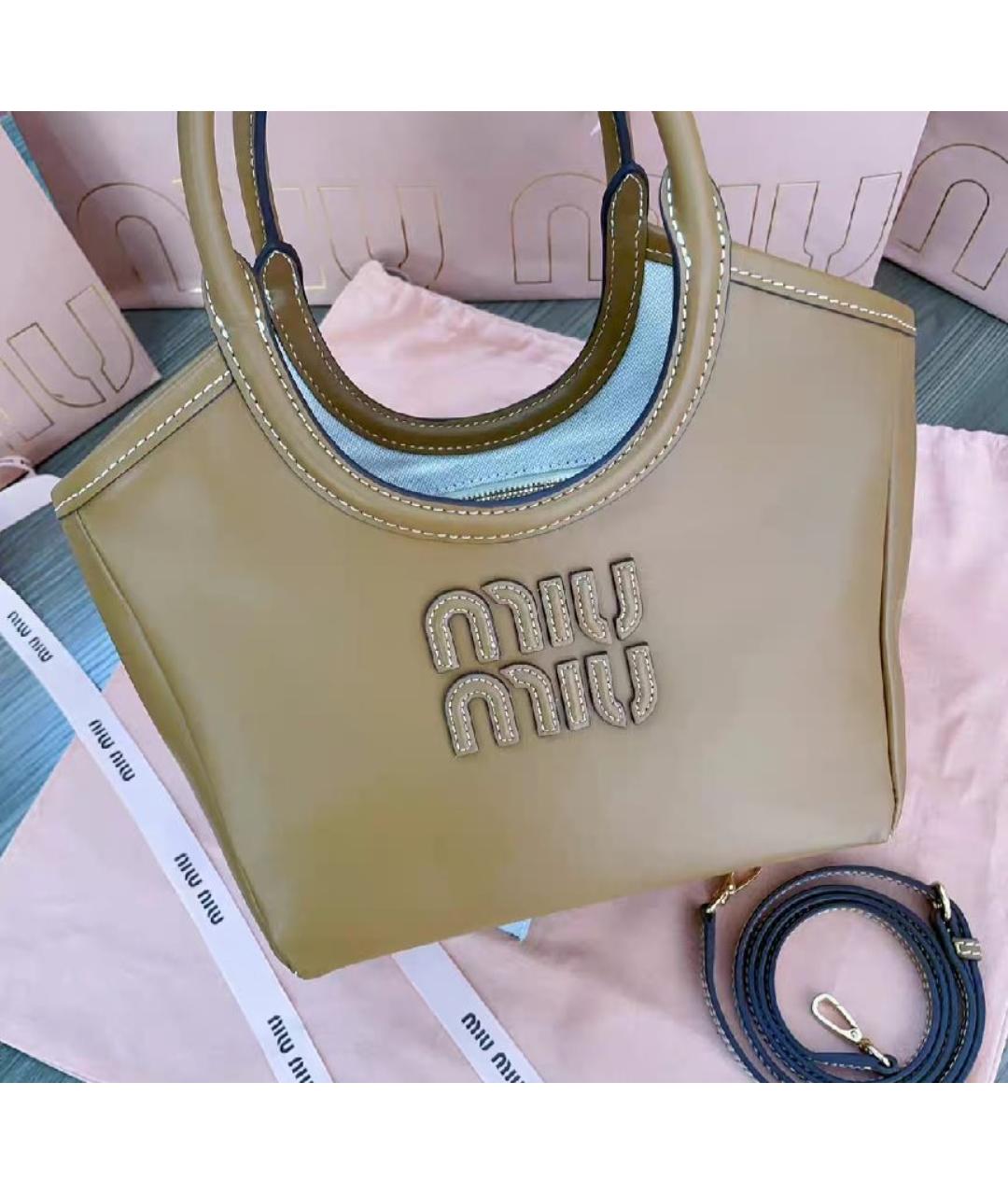 MIU MIU Коричневая кожаная сумка тоут, фото 4