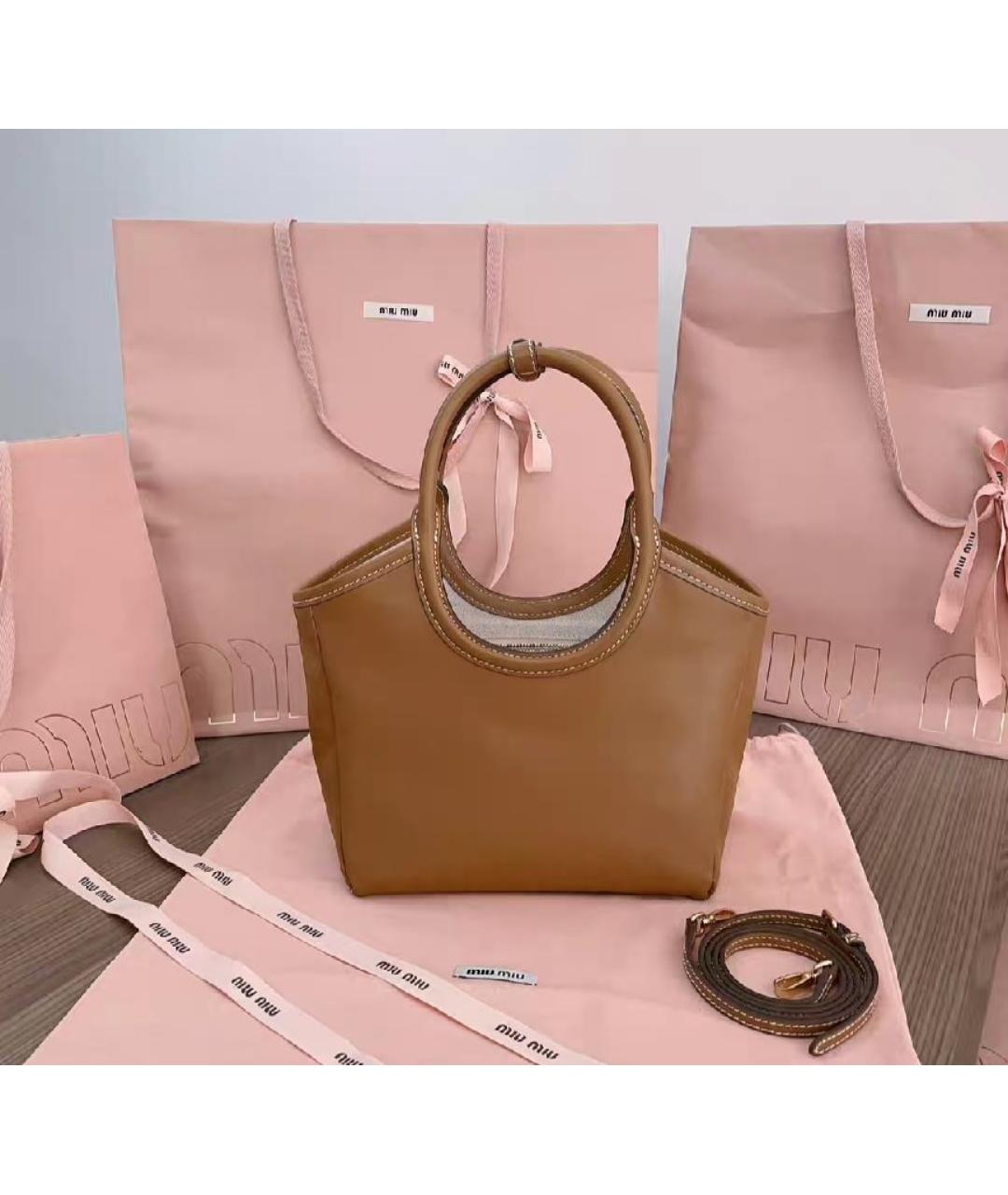MIU MIU Коричневая кожаная сумка тоут, фото 3