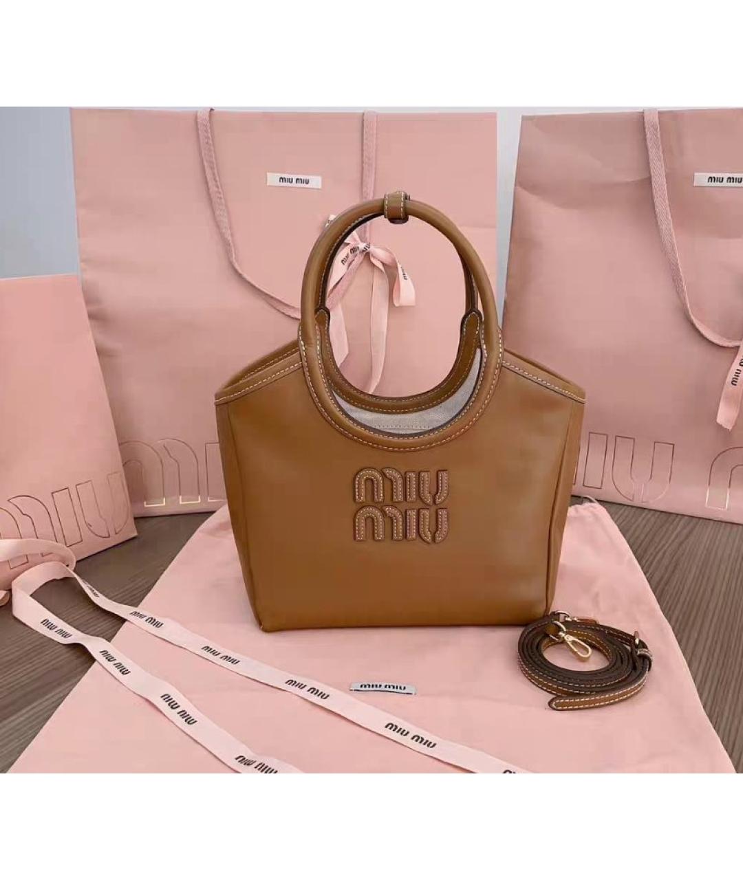 MIU MIU Коричневая кожаная сумка тоут, фото 2