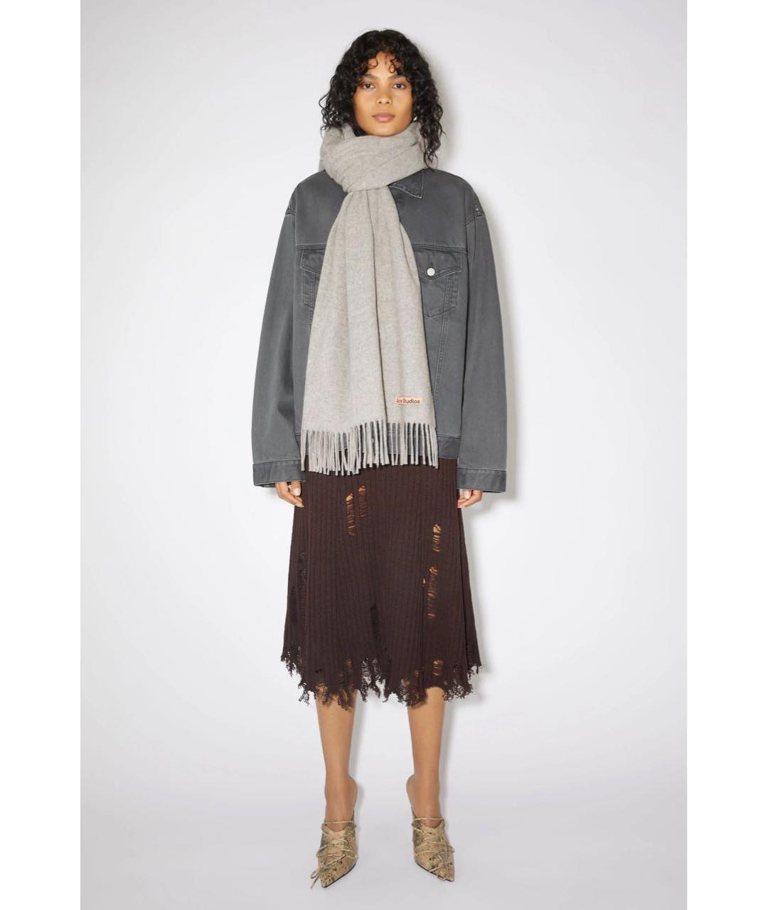 ACNE STUDIOS Серый шарф, фото 2