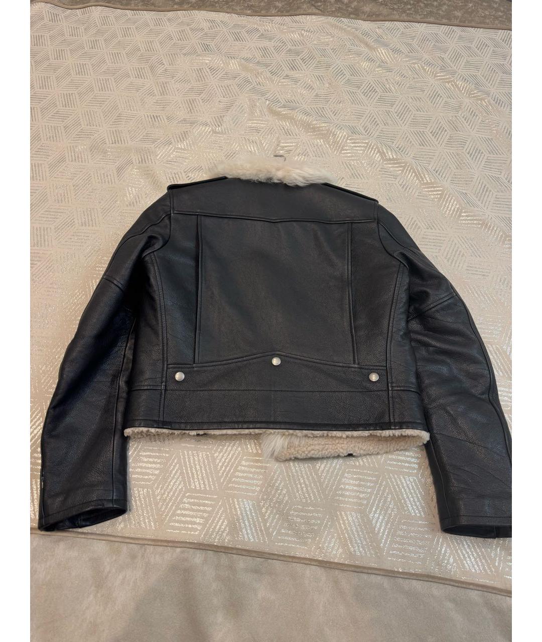 SAINT LAURENT Черная кожаная дубленка, фото 2