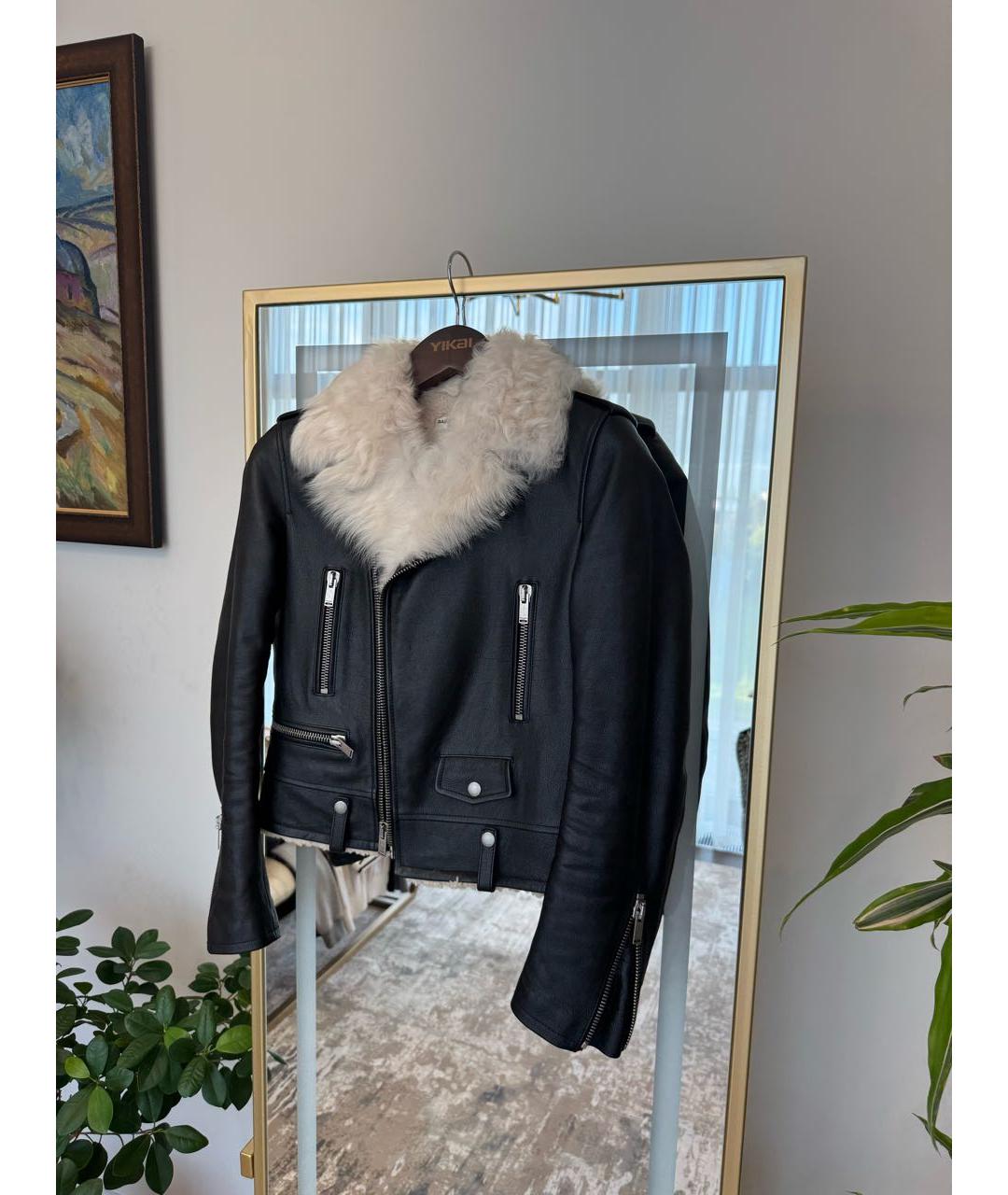 SAINT LAURENT Черная кожаная дубленка, фото 3