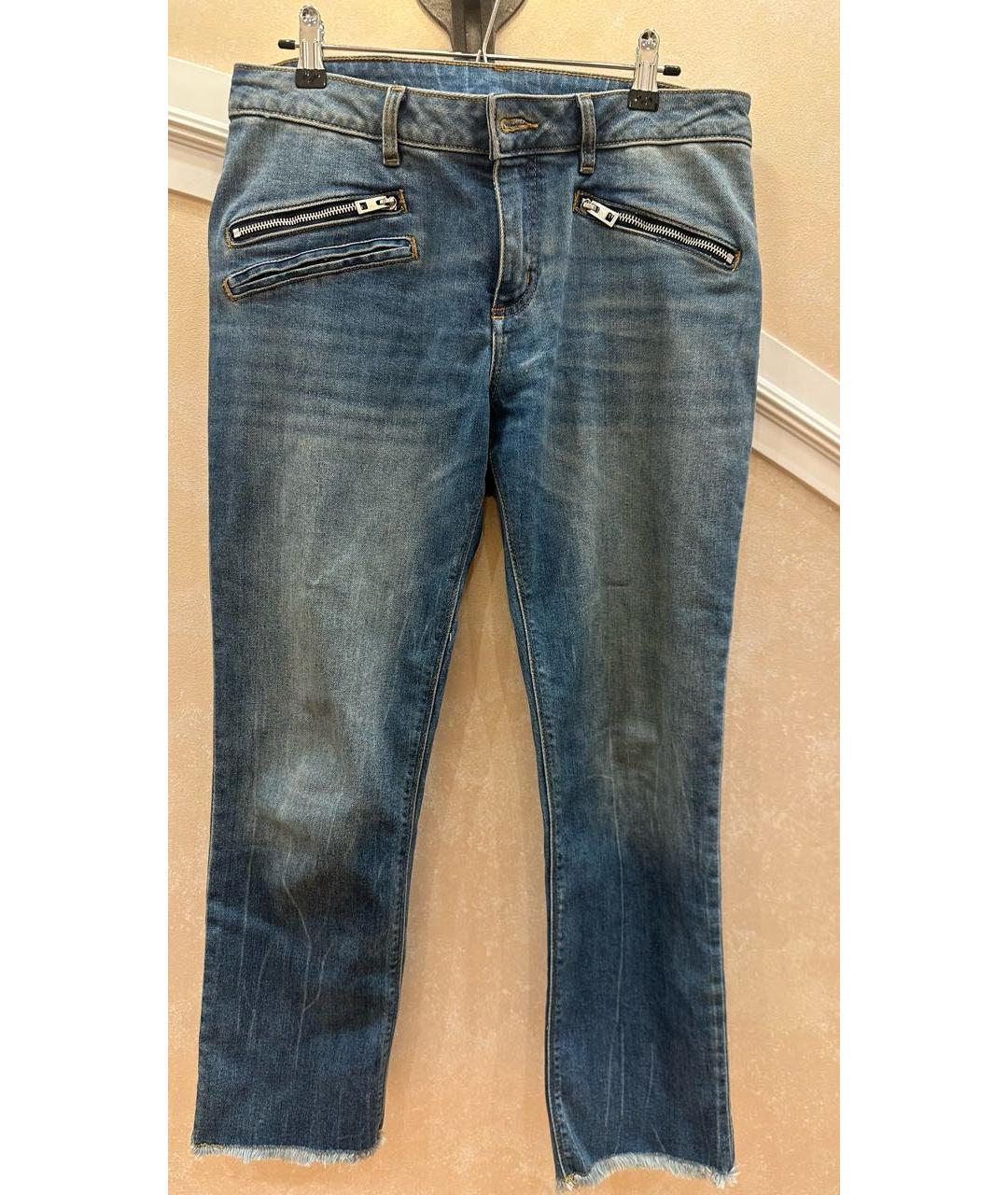 ZADIG & VOLTAIRE Голубые хлопко-полиэстеровые джинсы слим, фото 9