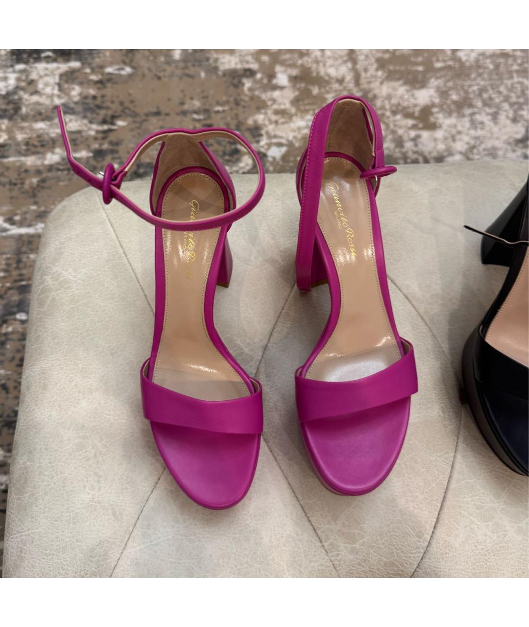 GIANVITO ROSSI Фуксия кожаные босоножки, фото 3