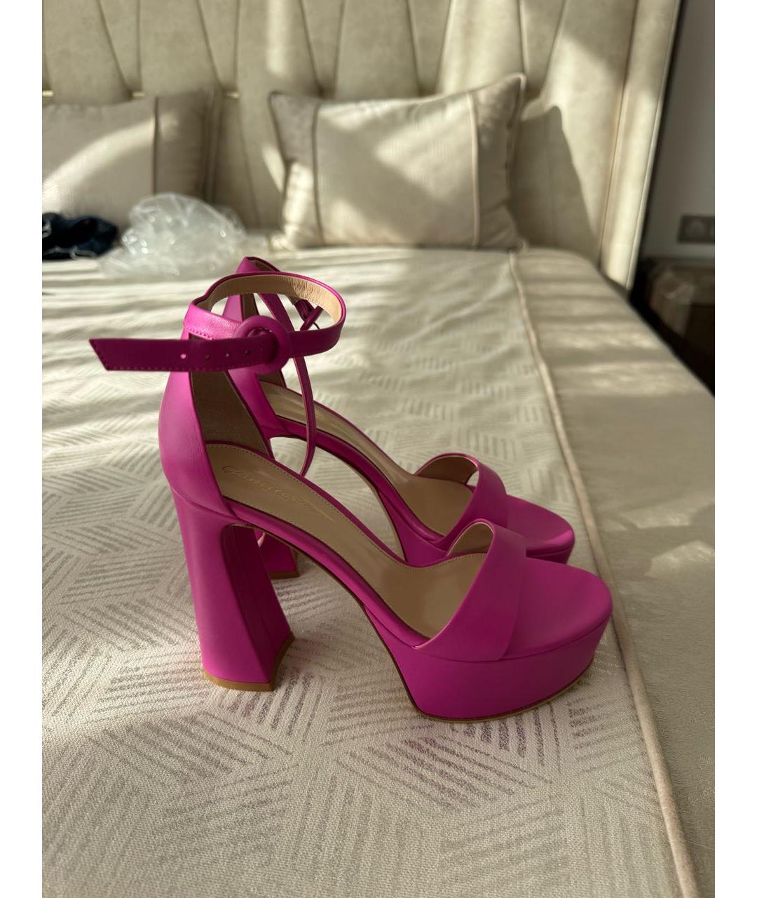 GIANVITO ROSSI Фуксия кожаные босоножки, фото 4